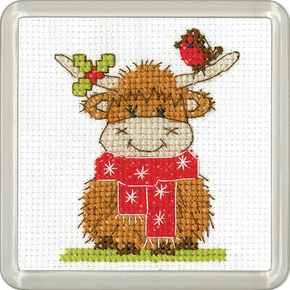 Miniatuur borduurpakket Highland Scarf Coaster HC-1841A