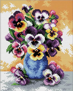 Voorbedrukt borduurpakket Needleart World Vase of Pansies NW-NC240-054