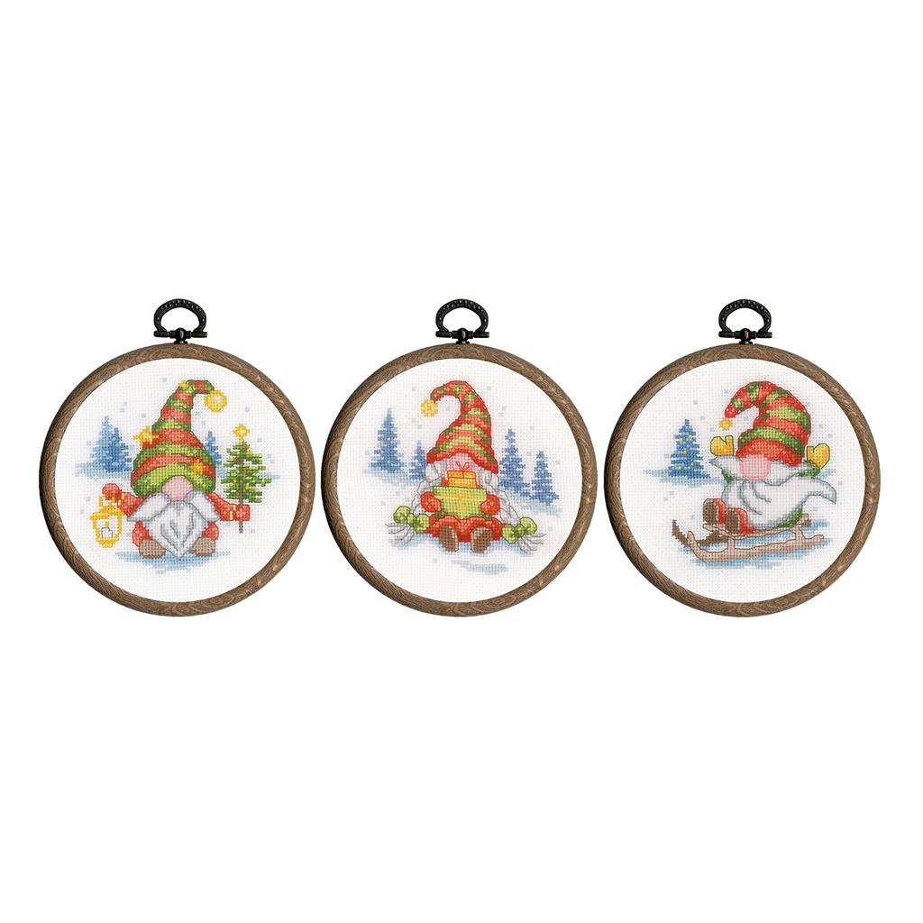 Miniatuur borduurpakket met borduurring Gnomes set van 3 PN-0203241