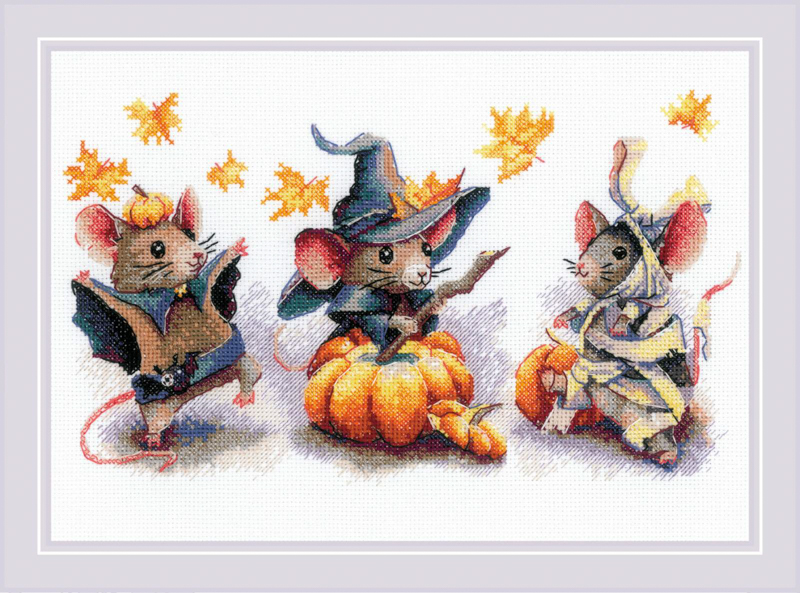 Borduurpakket Riolis Spooky Mouse Trio ri-2241