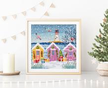 Borduurpakket Letistitch Snowy Sea Cottages L9915