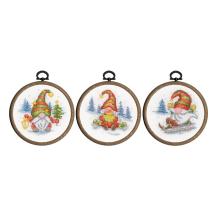 Miniatuur borduurpakket met borduurring Gnomes set van 3 PN-0203241