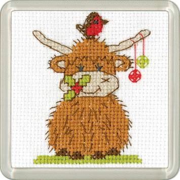 Miniatuur borduurpakket Highland Baubles Coaster HC-1835A