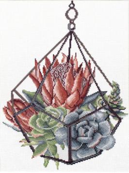 Voorbedrukt borduurpakket Needleart World Succulent Garden 1 NW-NC440-096